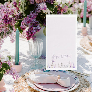 Lavender Floral Personalized Wedding  Napkin