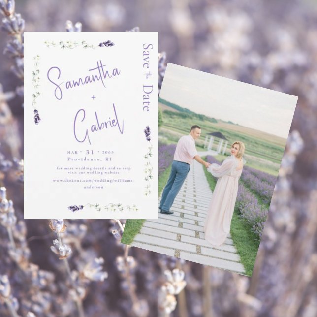 Lavender Floral Photo Save the Date (Creator Uploaded)