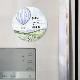 Lavender Floral Purple White Hot Air Balloon Magnet