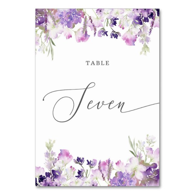 Lavender floral Seven Table Number (Front)