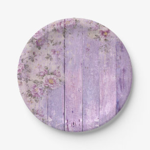 Lavender Floral Shabby Chic Paper Plate