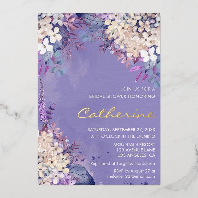 Lavender Floral Spring Wedding Bridal Shower (Front)
