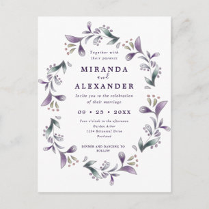 Lavender floral Spring wreath wedding Postcard
