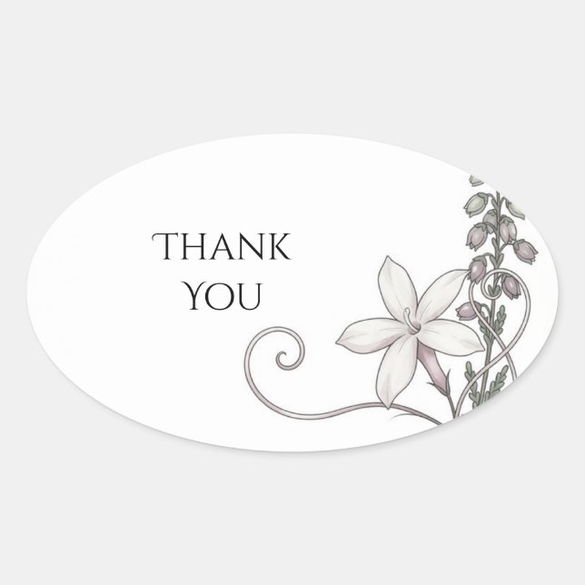 Lavender Floral Swirl Thank You Sticker (Front)