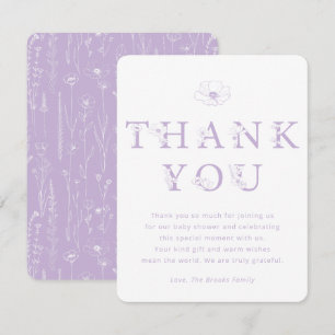 Lavender Floral Thank You Card   Baby Shower