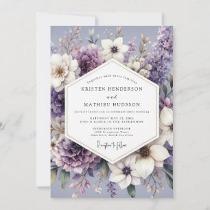 Lavender Floral Twilight Wedding Invitation