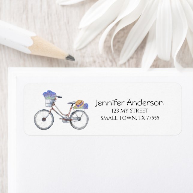 Lavender Floral Vintage Bicycle Farmhouse Address (Insitu)