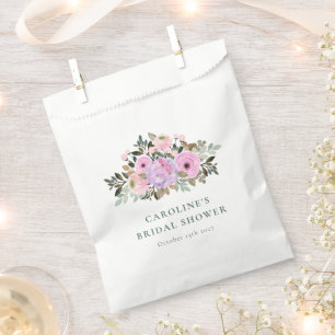 Lavender Floral Watercolor Bridal Shower Custom Favour Bag