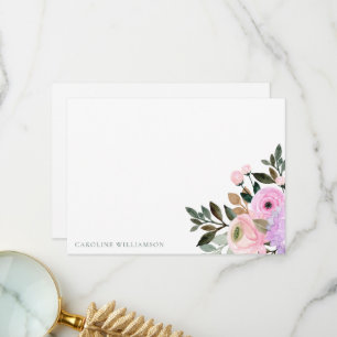 Lavender Floral Watercolor Bridal Shower Custom Thank You Card