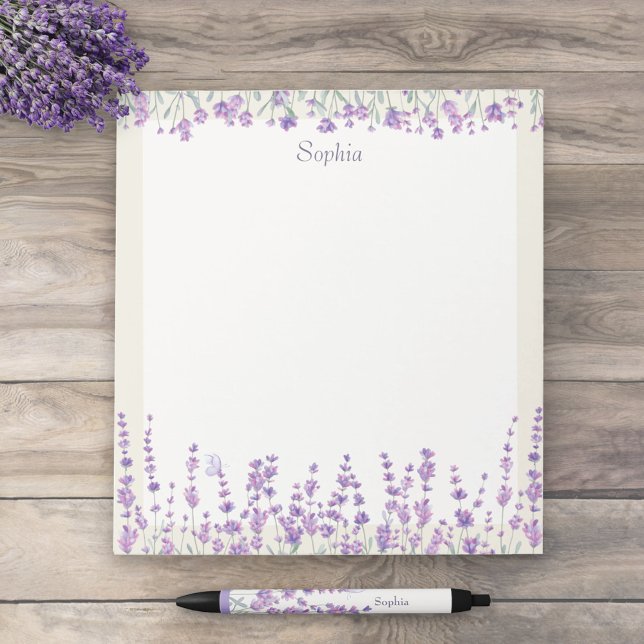 Lavender Floral Watercolor Purple Border Notepad (Creator Uploaded)