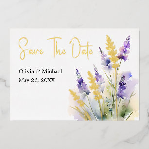 Lavender floral Watercolor Save the Dates card