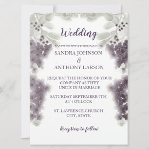 Lavender Floral Watercolor Wedding Invitation
