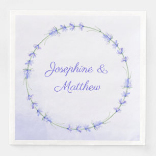 Lavender Floral Watercolor Wreath Napkin