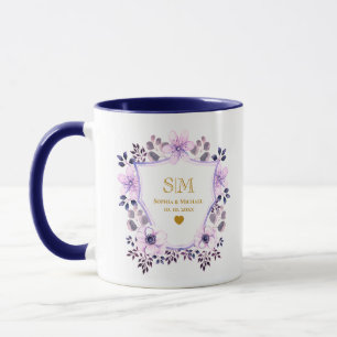 Lavender Floral Wedding and Gold I Anniversary Mug