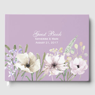 Lavender Floral Wedding Guest Book