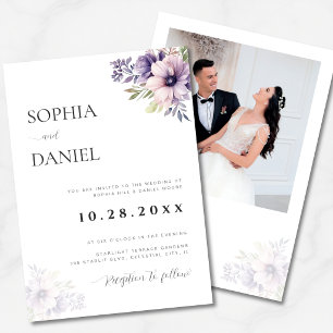 Lavender Floral Wedding Invitation Elegant