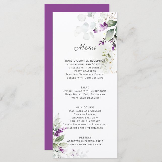 Lavender Floral Wedding Menu (Front/Back)