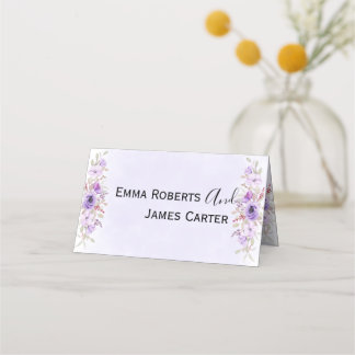 Lavender Floral Wedding Place Cards – Elegant Seat