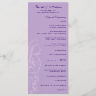 Lavender Floral Wedding Programme