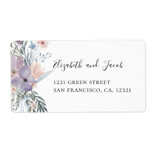 Lavender floral wedding. Purple flowers address