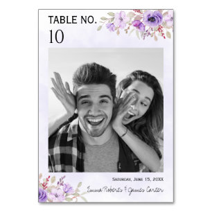 Lavender Floral Wedding Table Numbers