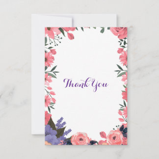 Lavender Floral Wedding Thank You Card