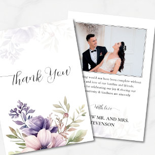 Lavender Floral Wedding Thank You Photo Card