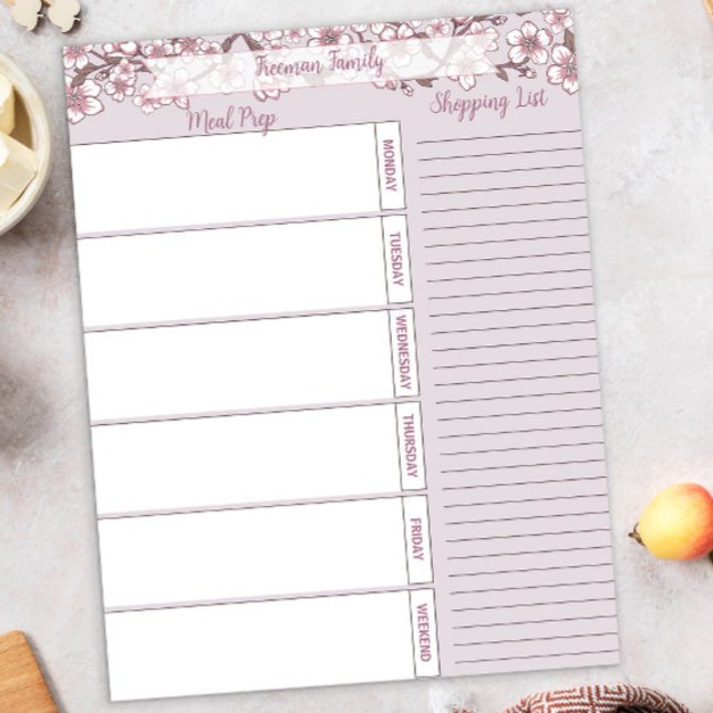 Lavender Floral Weekly Meal Planner Pad (Creator Uploaded)