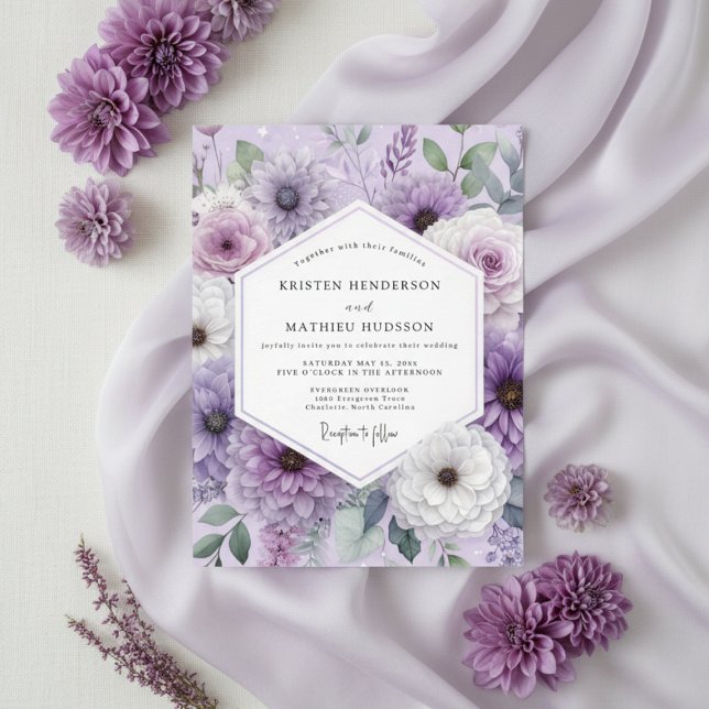 Lavender Floral Whimsy Wedding Invitation (Creator Uploaded)