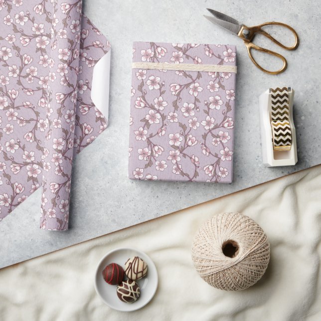 Lavender Floral Wrapping Paper – Purple  (Crafts)
