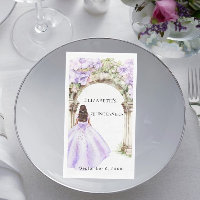 Lavender florals arch dress Quinceanera Napkin (Creator Uploaded)
