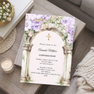 Lavender florals arch girl Confirmation Invitation