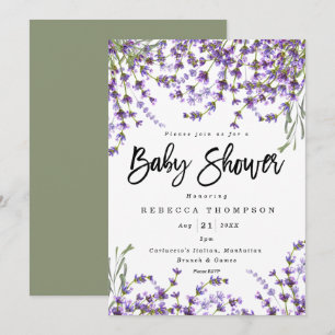 lavender florals boho modern baby shower invitation