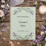 Lavender florals eucalyptus sage green wedding planner<br><div class="desc">Organize your big day with this romantic botanical wedding planner. It features a delicate watercolor wreath of purple lavender sprigs and soft sage eucalyptus leaves on a sage green background. This 12-month notebook is the perfect engagement gift for a bride-to-be planning a summer garden wedding.</div>