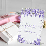 Lavender florals favour sign<br><div class="desc">A stylish white background. Decorated with lavender borders and coloured faux glitter dust. . With the text: Favours,  please take one!
For wedding,  birthday party,  milestone events.</div>
