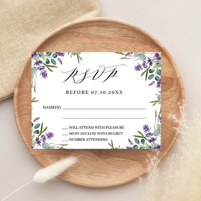 Lavender florals greenery wedding response RSVP Card (Creator Uploaded)