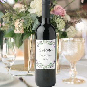 Lavender florals house wine label