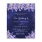 Lavender florals navy blue wedding invitation
