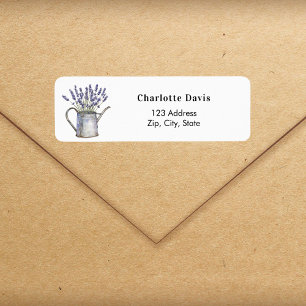 Lavender florals watering can return address 