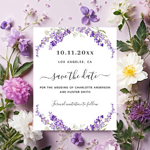 Lavender florals wedding budget save the date flyer