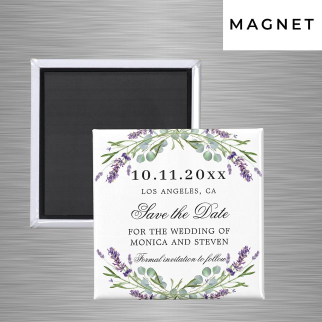 Lavender florals wedding Save the Date magnet (Creator Uploaded)