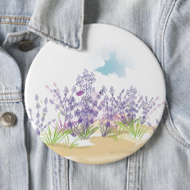 Lavender flower 6 inch round button (In Situ)