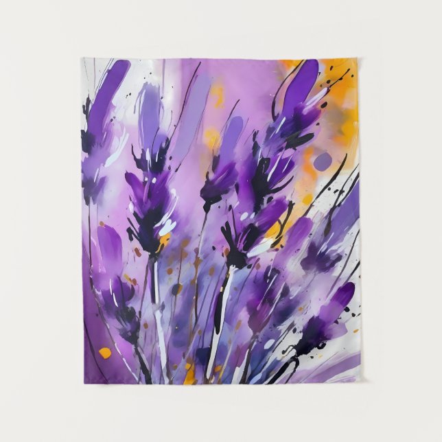 Lavender Flower Abstract Art Floral Colourful Tapestry (Front)