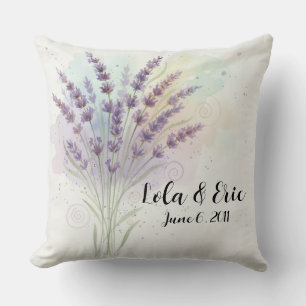 Lavender Flower Bouquet Anniversary Throw Pillow