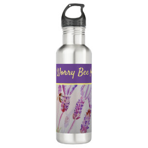 Lavender Flower Don't Worry Bee Happy Purple 710 Ml Water Bottle