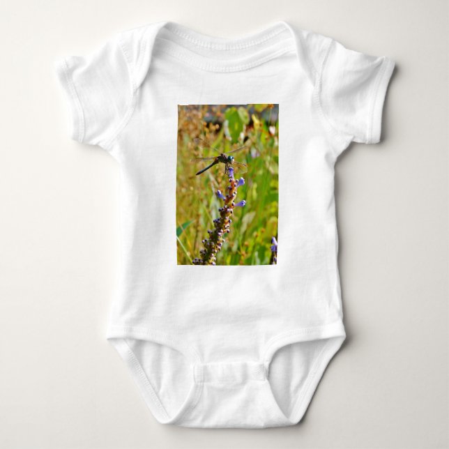 Lavender flower dragonfly baby bodysuit (Front)