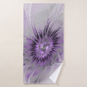 Lavender Flower Dream Modern Abstract Fractal Art Bath Towel