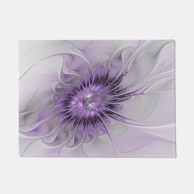 Lavender Flower Dream Modern Abstract Fractal Art Doormat (Front)