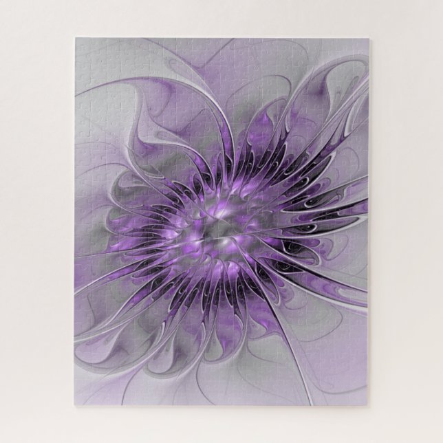 Lavender Flower Dream Modern Abstract Fractal Art Jigsaw Puzzle (Vertical)