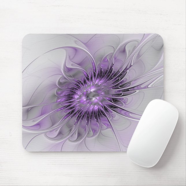 Lavender Flower Dream Modern Abstract Fractal Art Mouse Pad (With Mouse)